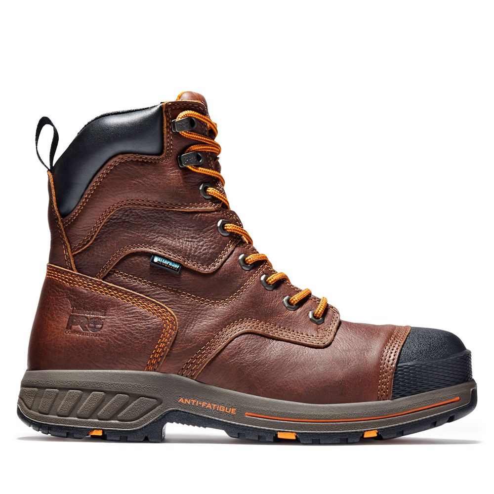 Timberland Μποτακια Εργασίας Ανδρικα Καφε - Pro® Helix Hd 8" Comp Toe - Greece 1247803-YE